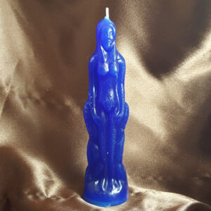 blue female figural candle