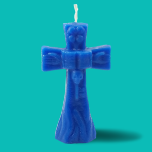 blue cross hoodoo spiritual candle